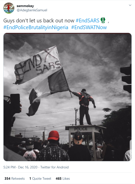 Protesters during the #EndSARS protests