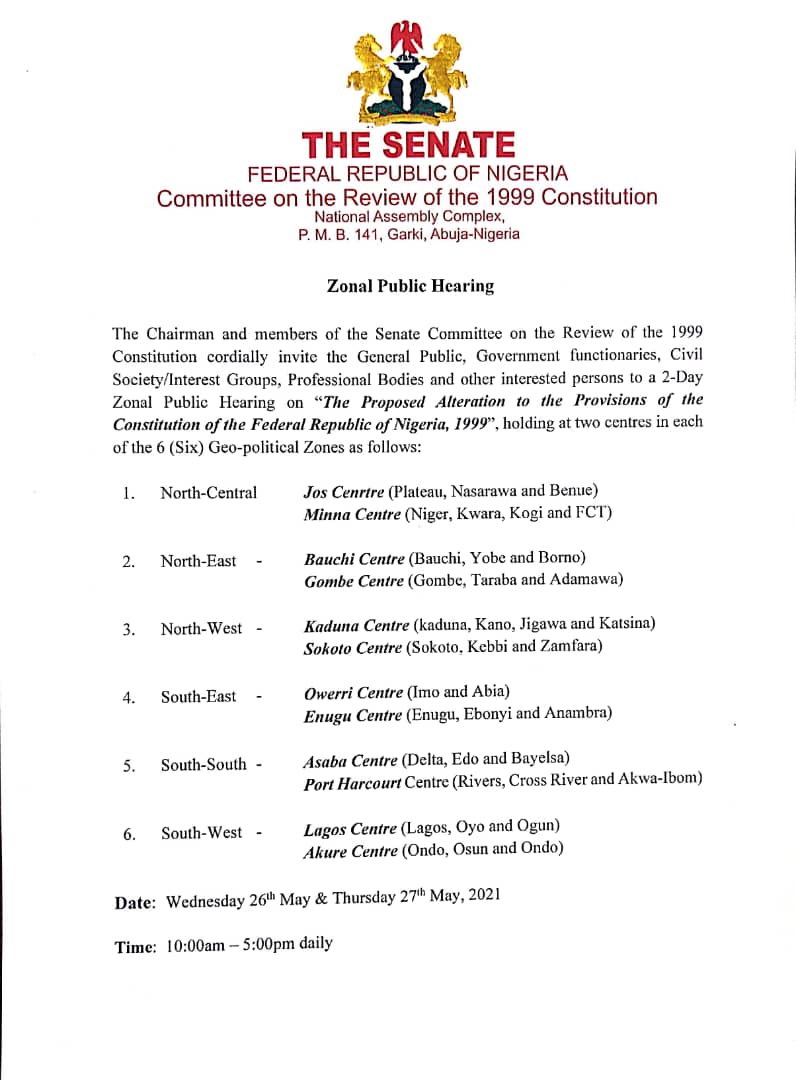 !st page of the Zonal Public hearing document